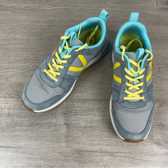 Vionic Gray With Yellow&Blue Detail Retro Vibe Rechelle Sneakers Sz.8 - Picture 2 of 15